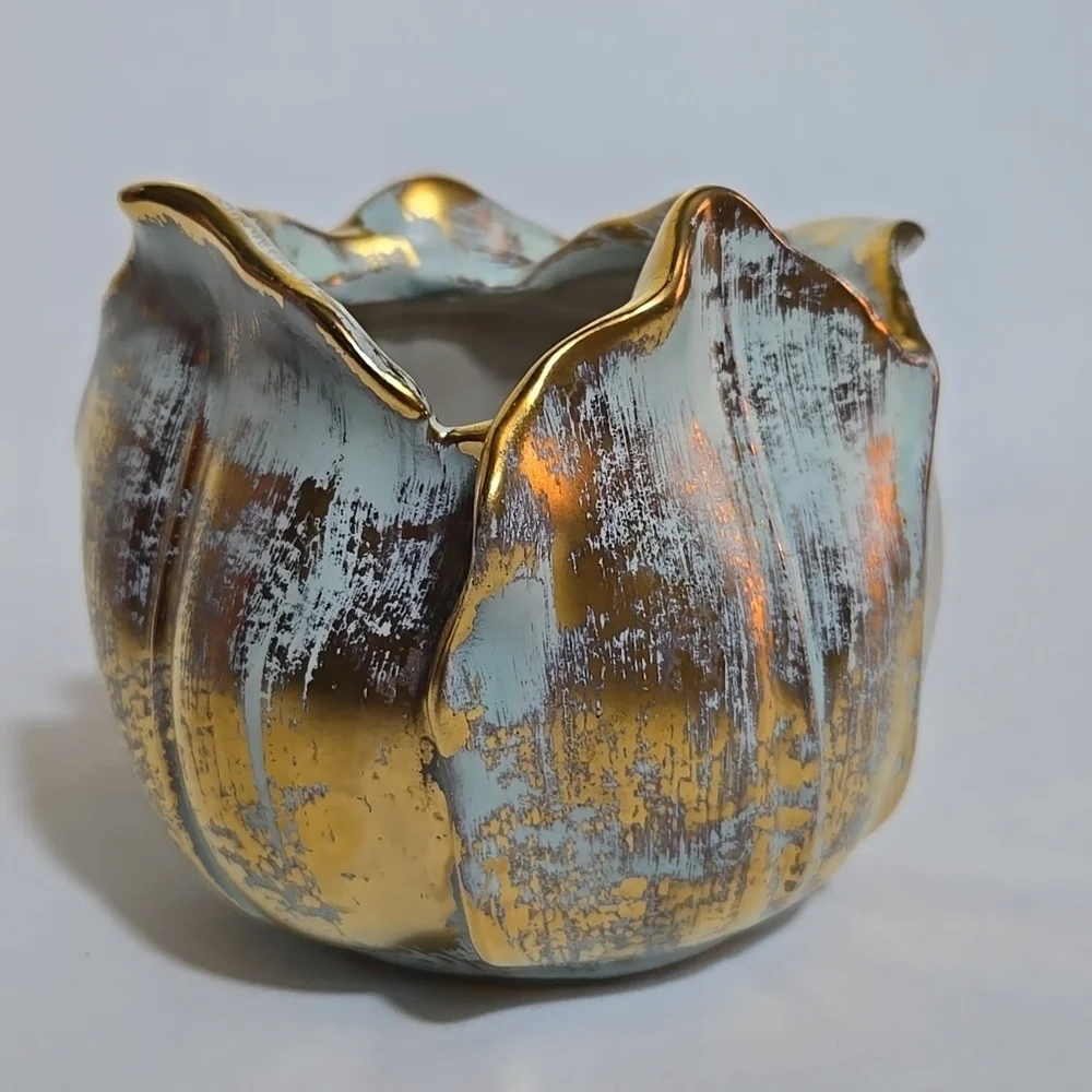 Stangl Vintage 1960s Hand Painted Antique Gold Tulip Vase 5144 MCM Regency‎